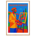 Colorful artwork of a painter with an easel and 'MAISON D'OBJETS' text.